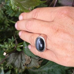 Silver Ring with Black Stone